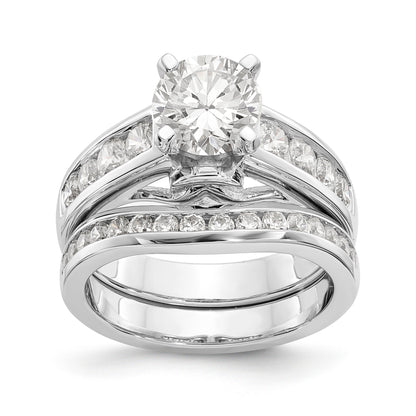 14K White Gold Diamond Peg Set CZ Engagement Ring