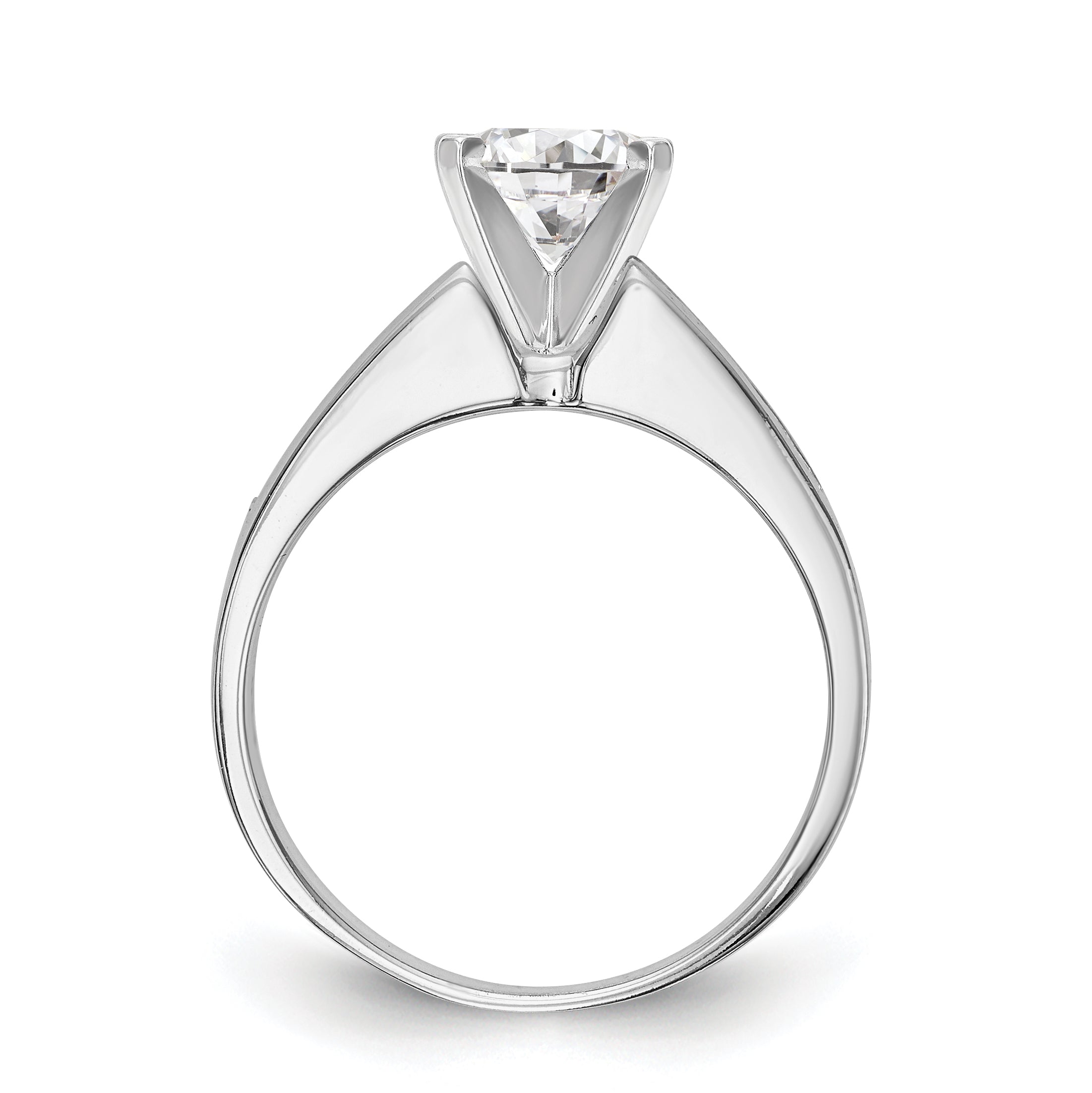 14K White Gold Diamond Peg Set CZ Engagement Ring