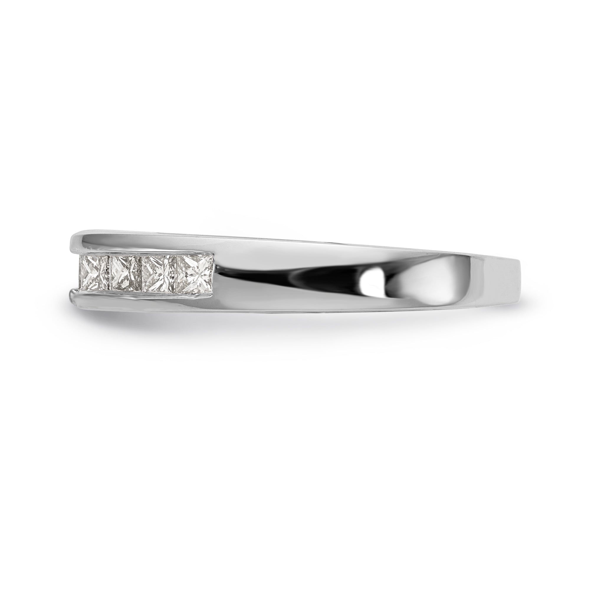 14K White Gold Diamond Peg Set CZ Engagement Ring