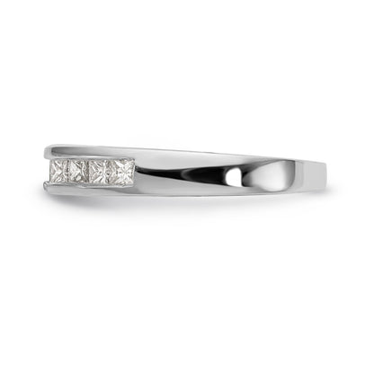 14K White Gold Diamond Peg Set CZ Engagement Ring