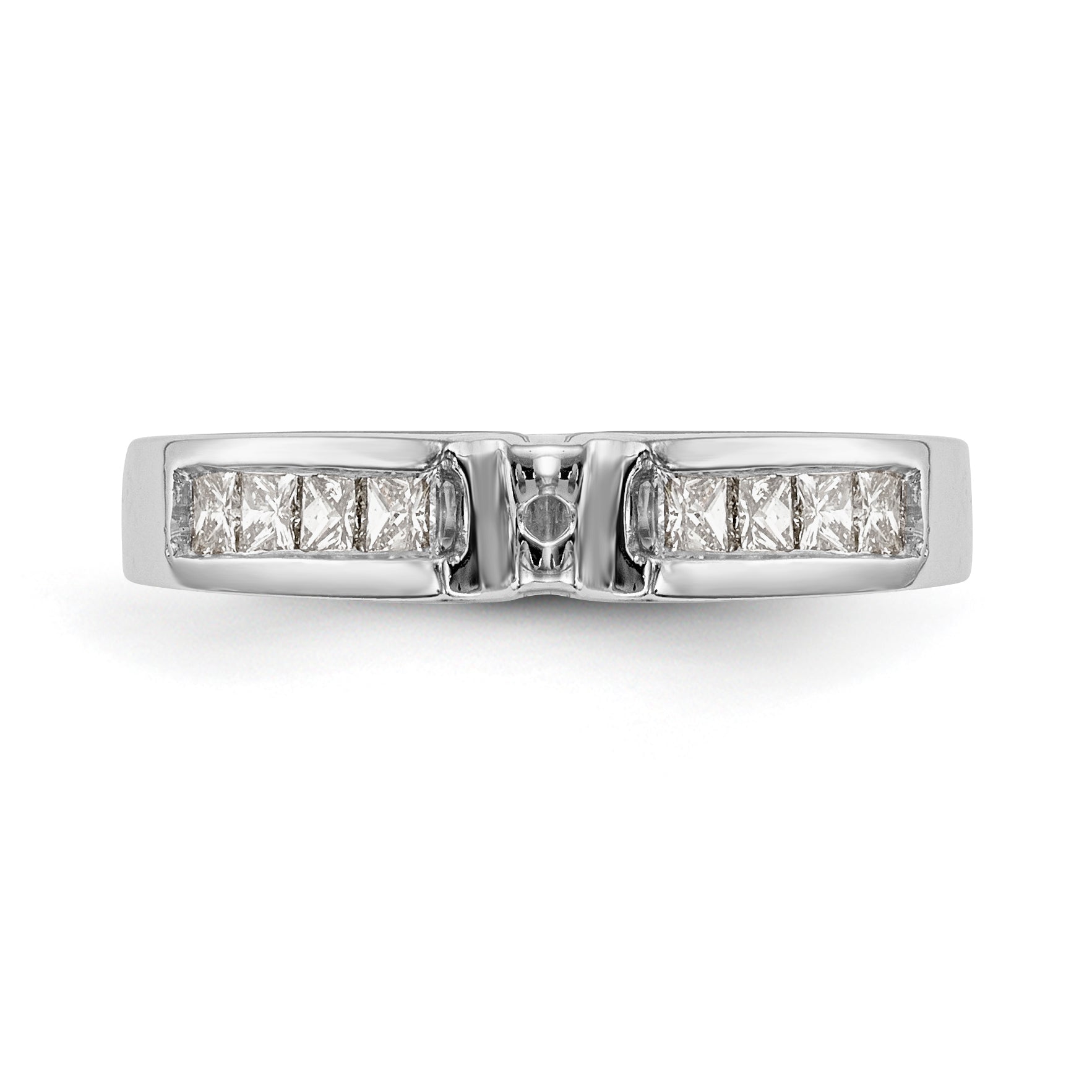 14K White Gold Diamond Peg Set CZ Engagement Ring