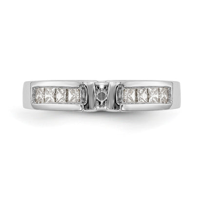 14K White Gold Diamond Peg Set CZ Engagement Ring