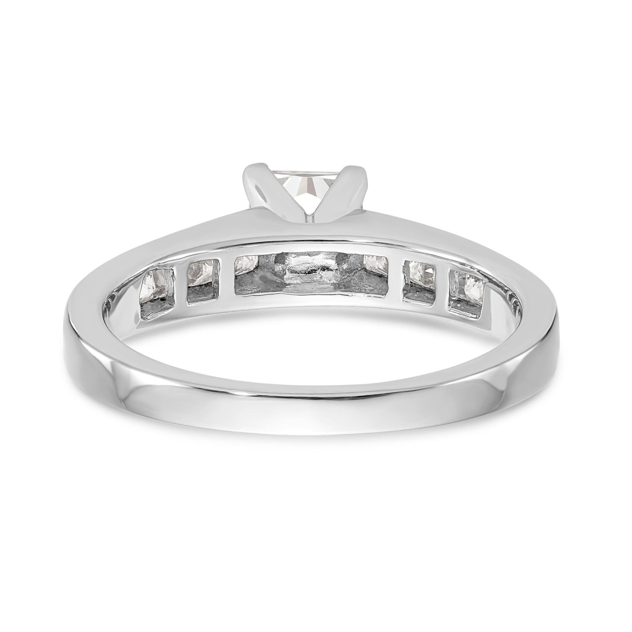 14K White Gold Diamond Peg Set CZ Engagement Ring