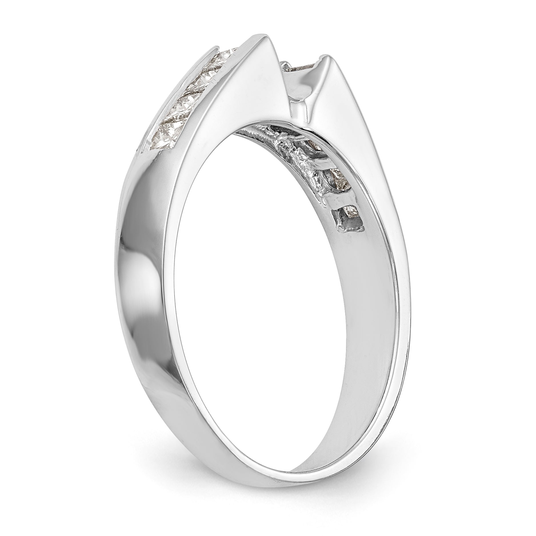 14K White Gold Diamond Peg Set CZ Engagement Ring