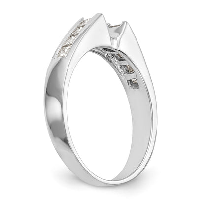 14K White Gold Diamond Peg Set CZ Engagement Ring