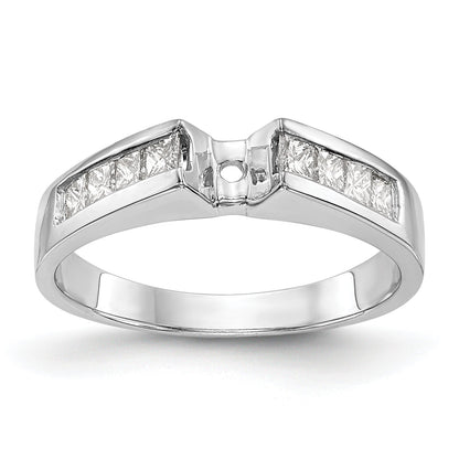 14K White Gold Diamond Peg Set CZ Engagement Ring