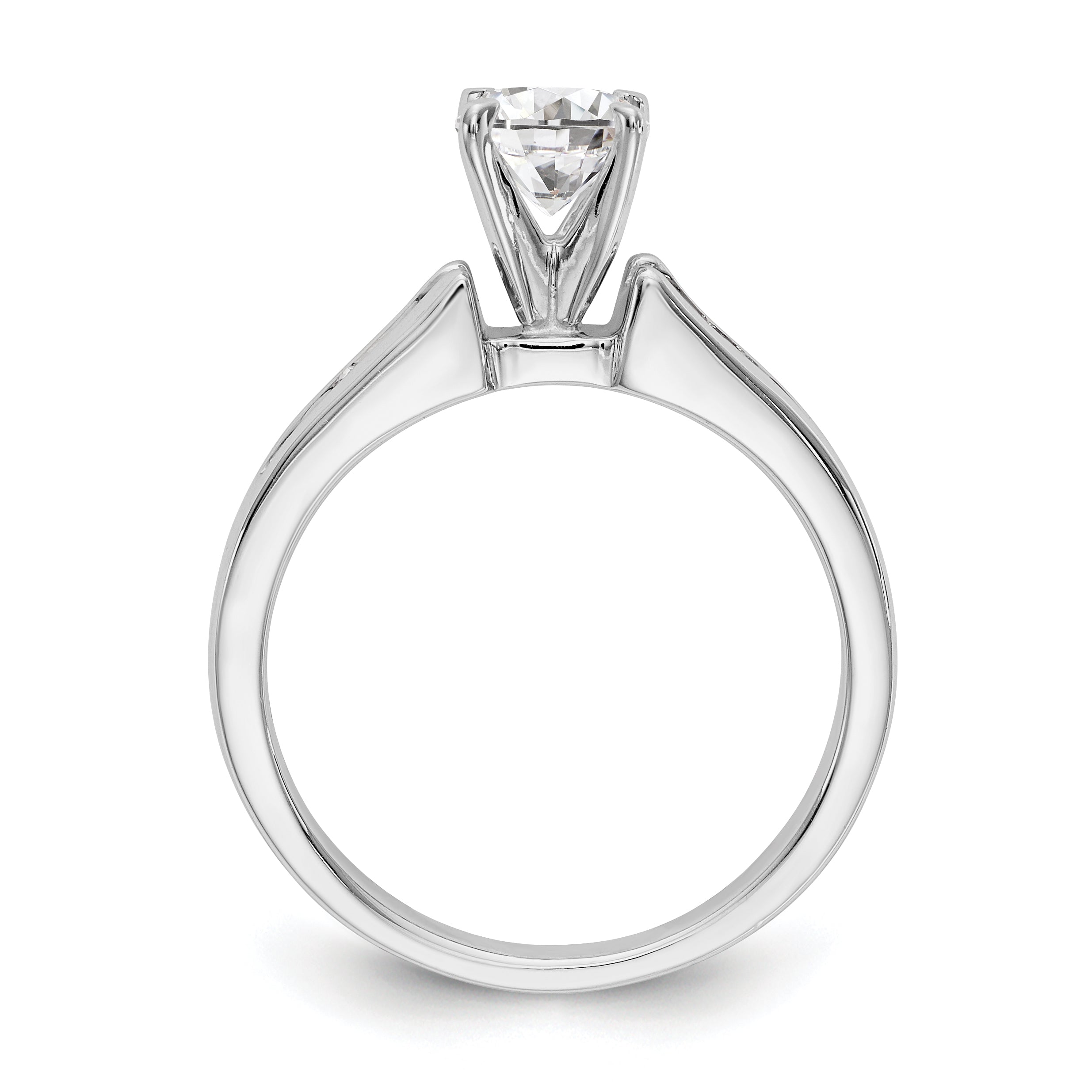 14K White Gold Diamond Peg Set CZ Engagement Ring