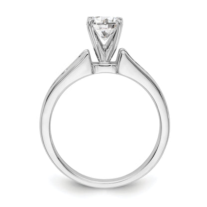 14K White Gold Diamond Peg Set CZ Engagement Ring