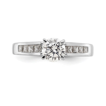 14K White Gold Diamond Peg Set CZ Engagement Ring
