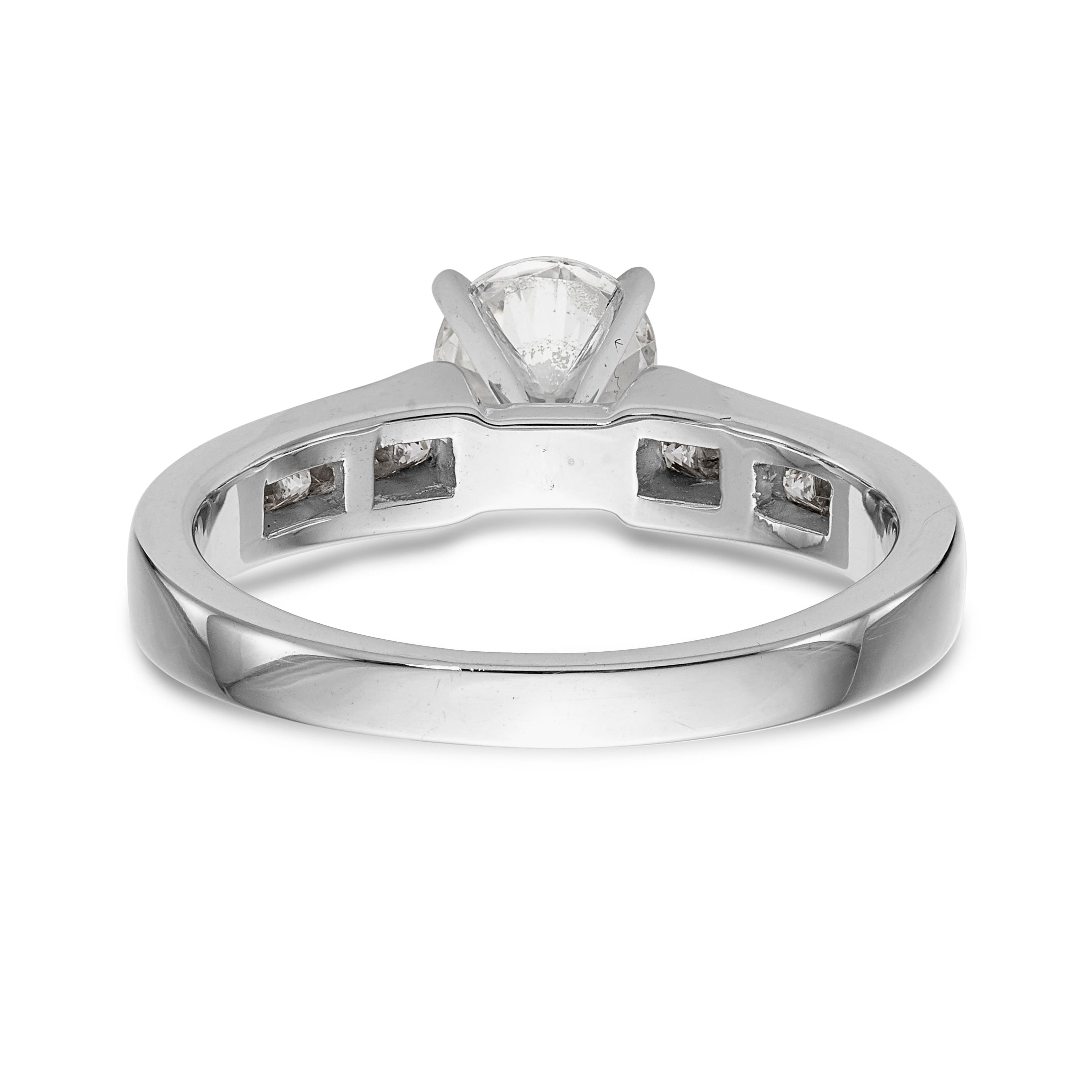 14K White Gold Diamond Peg Set CZ Engagement Ring