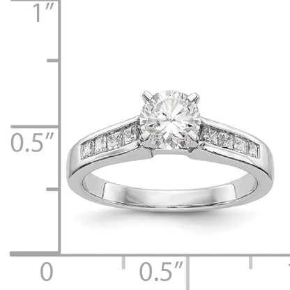 14K White Gold Diamond Peg Set CZ Engagement Ring