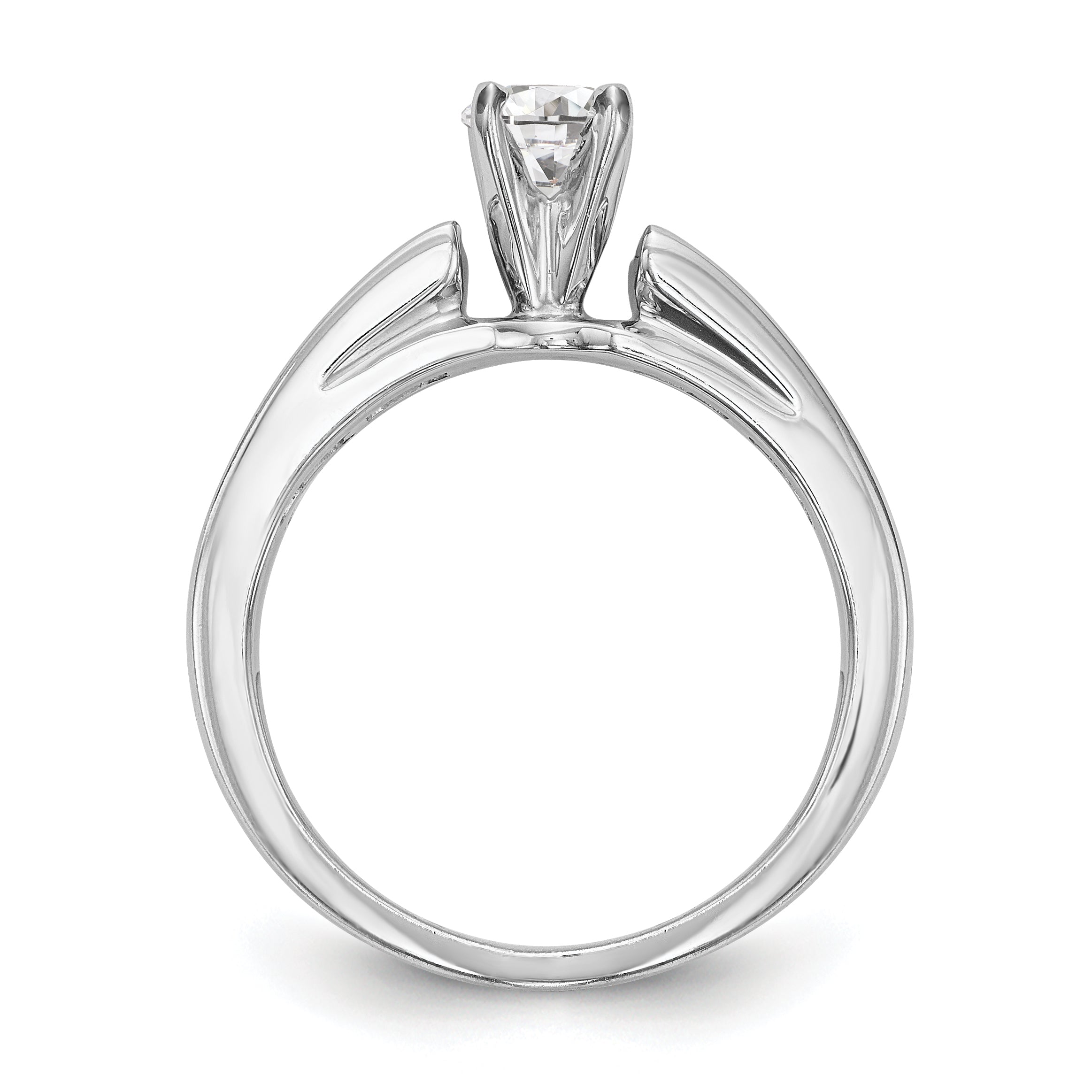 14K White Gold Diamond Peg Set CZ Engagement Ring