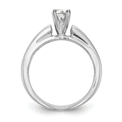 14K White Gold Diamond Peg Set CZ Engagement Ring