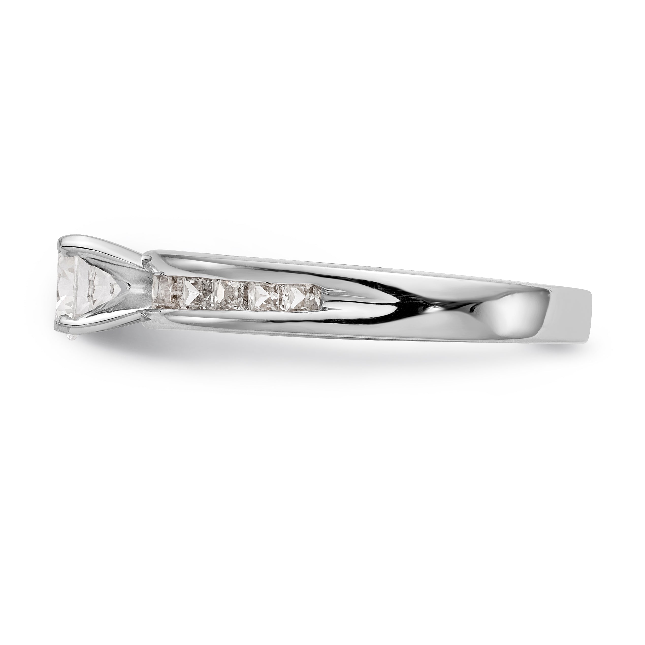14K White Gold Diamond Peg Set CZ Engagement Ring