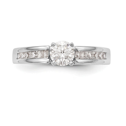 14K White Gold Diamond Peg Set CZ Engagement Ring