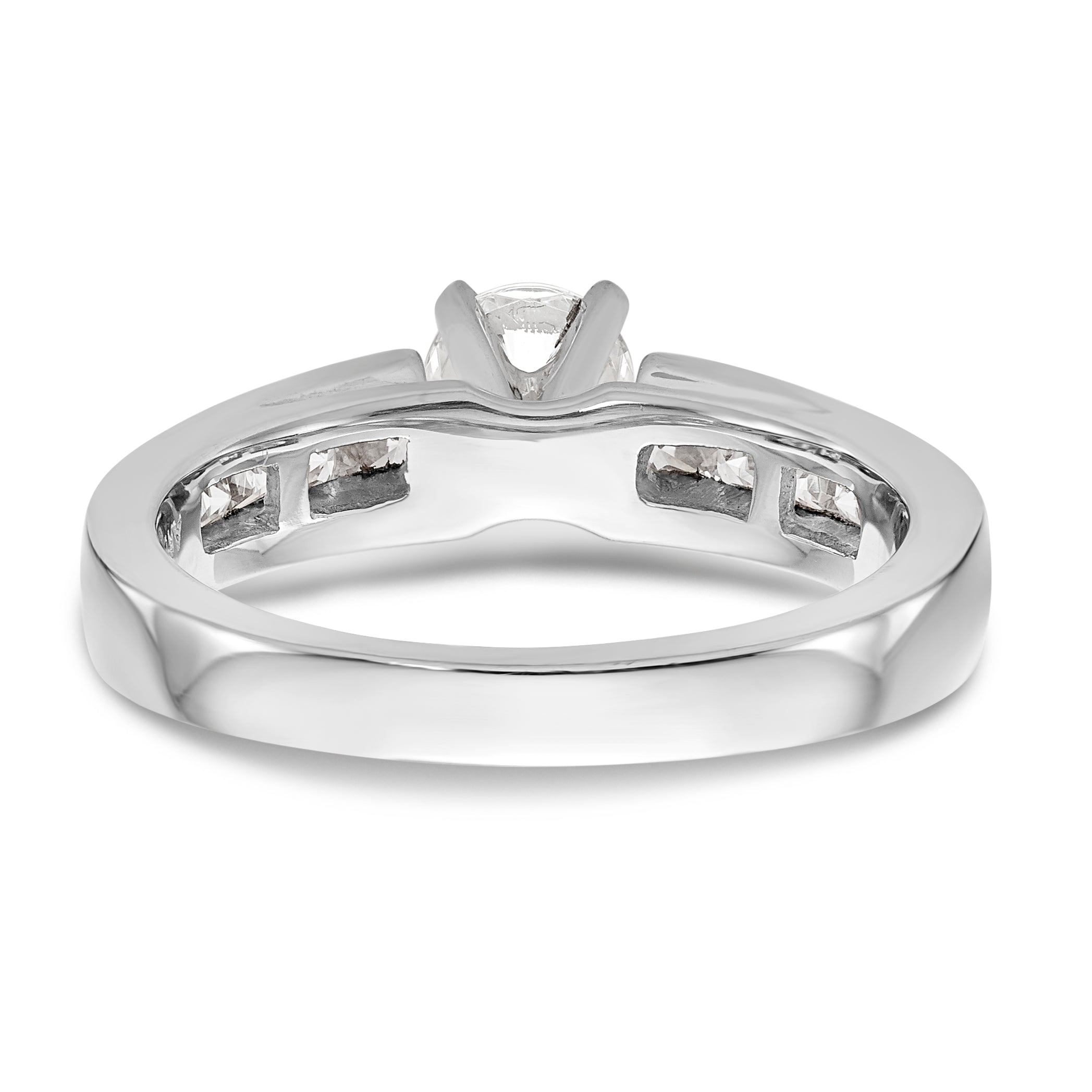 14K White Gold Diamond Peg Set CZ Engagement Ring
