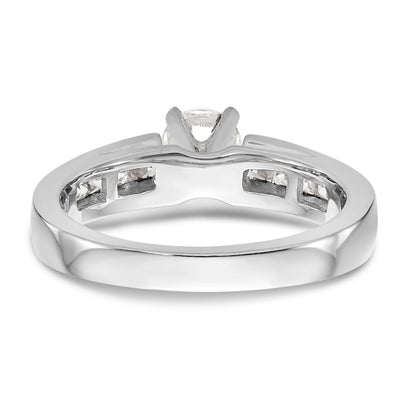 14K White Gold Diamond Peg Set CZ Engagement Ring