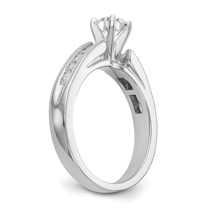 14K White Gold Diamond Peg Set CZ Engagement Ring