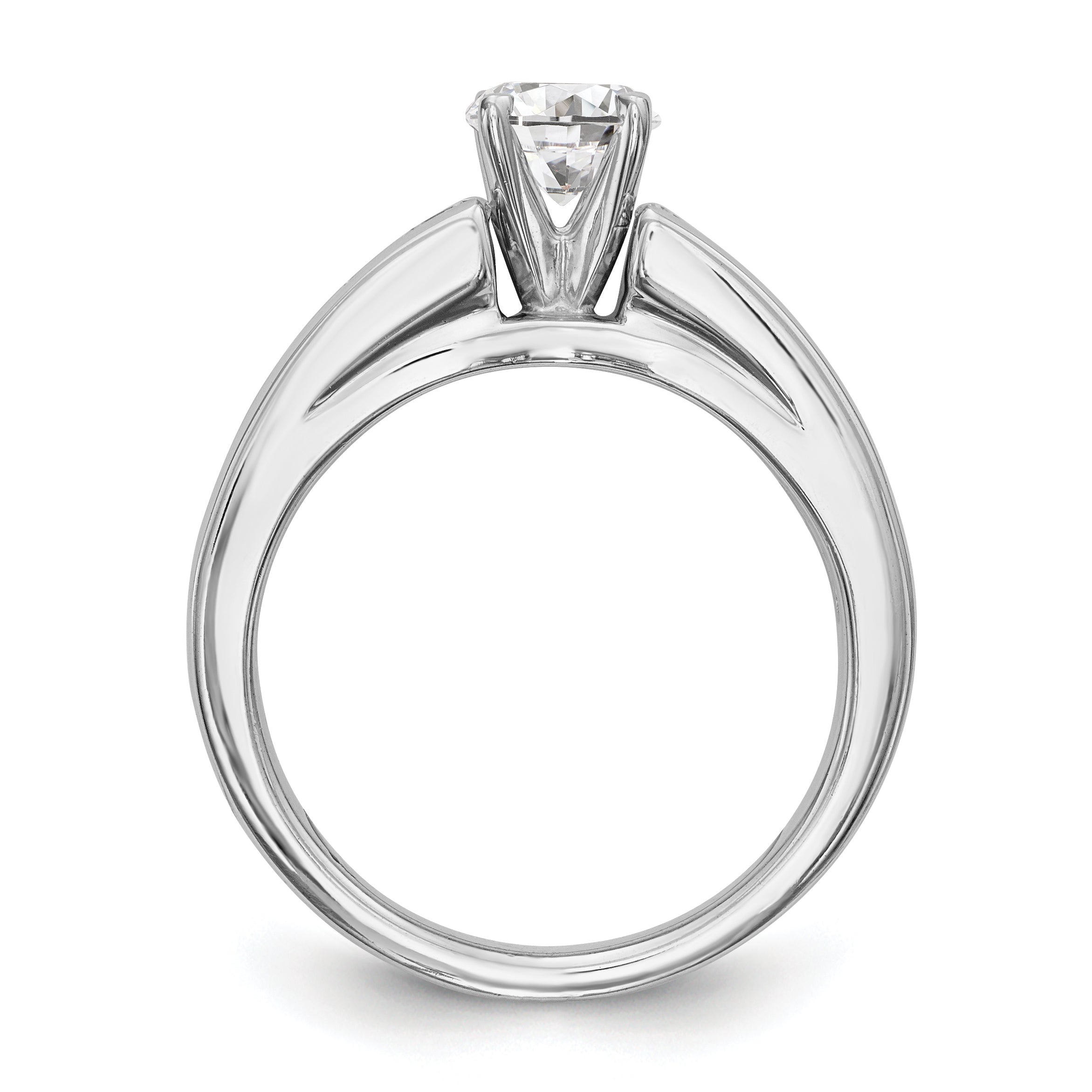 14K White Gold Diamond Peg Set CZ Engagement Ring