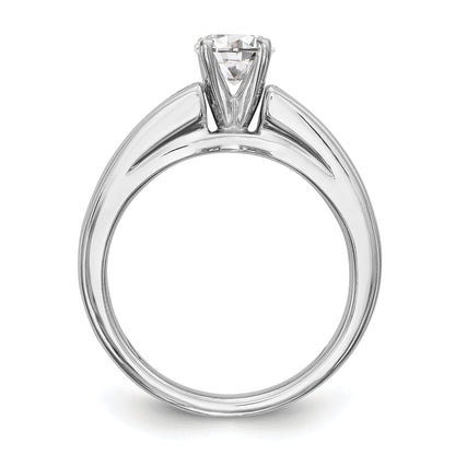 14K White Gold Diamond Peg Set CZ Engagement Ring