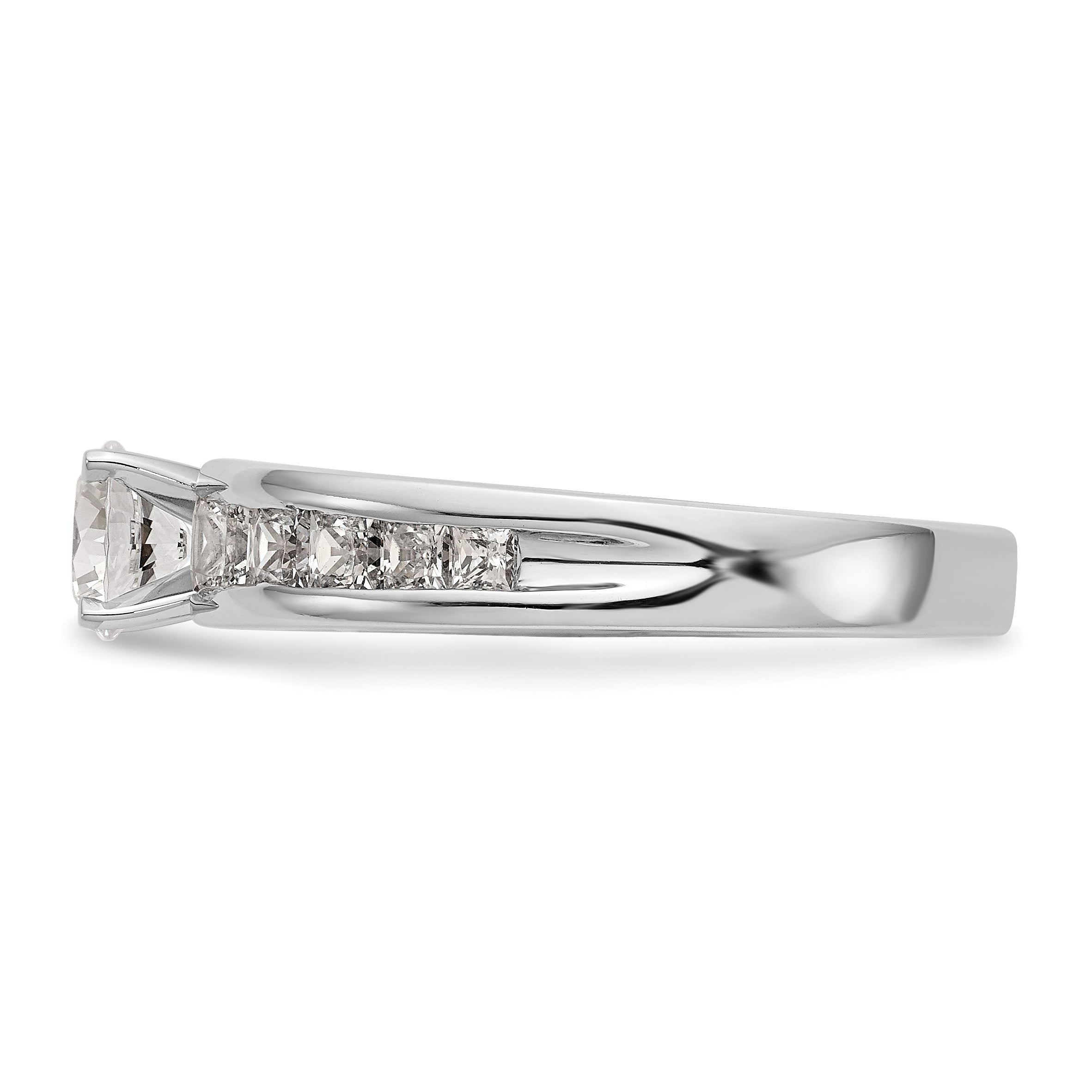 14K White Gold Diamond Peg Set CZ Engagement Ring