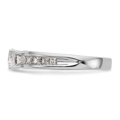 14K White Gold Diamond Peg Set CZ Engagement Ring