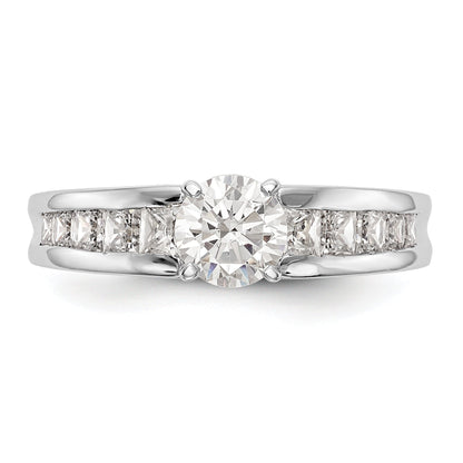 14K White Gold Diamond Peg Set CZ Engagement Ring