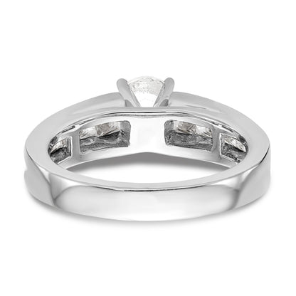 14K White Gold Diamond Peg Set CZ Engagement Ring