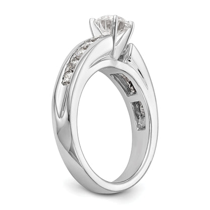 14K White Gold Diamond Peg Set CZ Engagement Ring