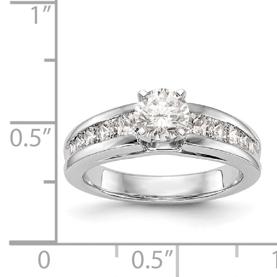 14K White Gold Diamond Peg Set CZ Engagement Ring