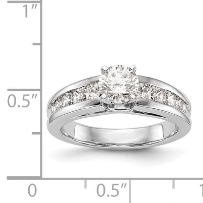 14K White Gold Diamond Peg Set CZ Engagement Ring