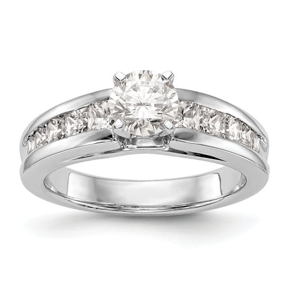 14K White Gold Diamond Peg Set CZ Engagement Ring