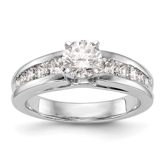 14K White Gold Diamond Peg Set CZ Engagement Ring