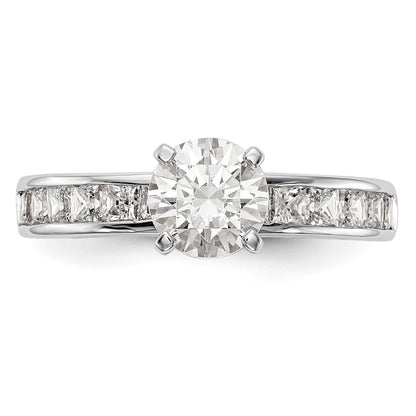 14K White Gold Diamond Peg Set CZ Engagement Ring