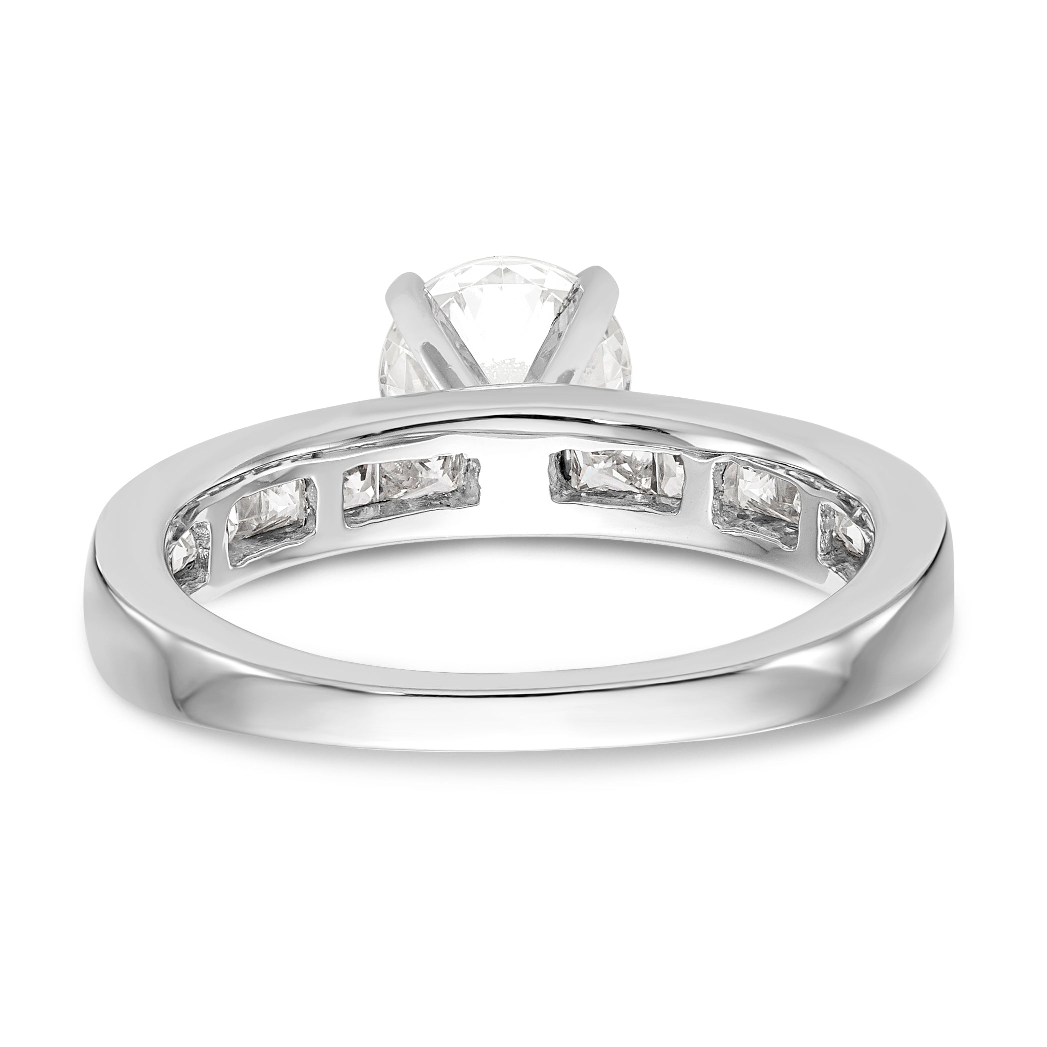 14K White Gold Diamond Peg Set CZ Engagement Ring