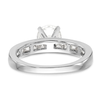 14K White Gold Diamond Peg Set CZ Engagement Ring