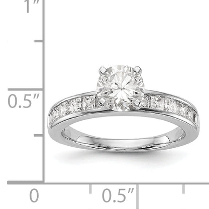 14K White Gold Diamond Peg Set CZ Engagement Ring