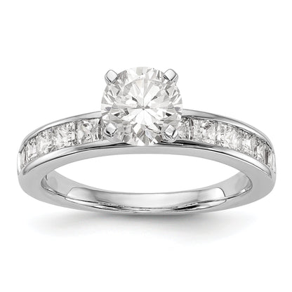 14K White Gold Diamond Peg Set CZ Engagement Ring