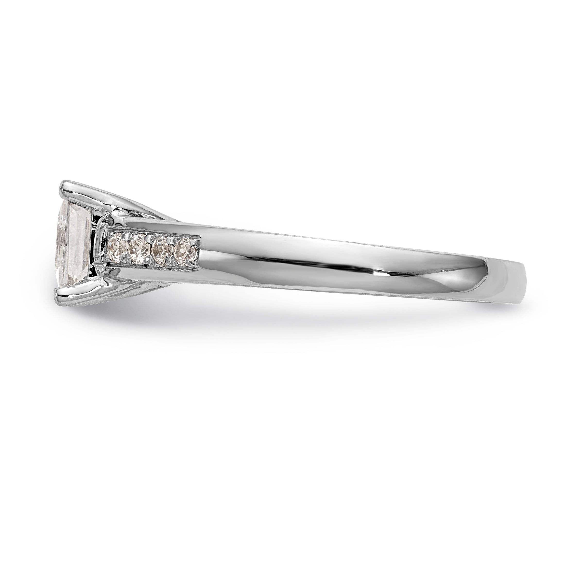14K White Gold Simulated Diamond Engagement Ring