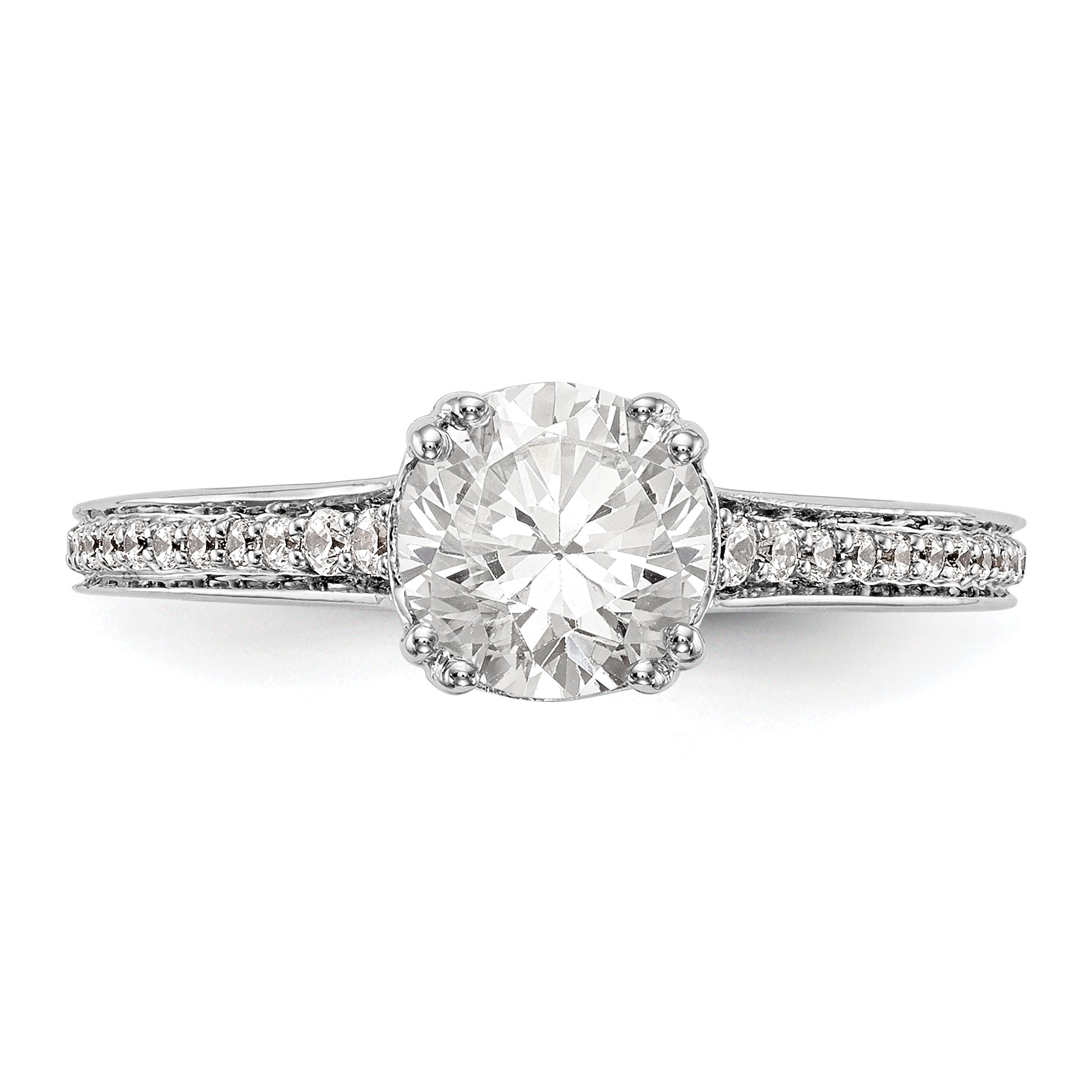 14K White Gold Simulated Diamond Engagement Ring