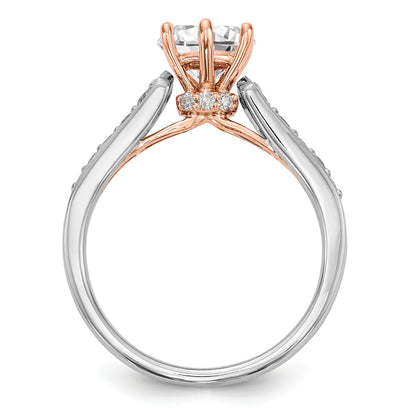 14K White Gold and Rose Simulated Diamond Engagement Ring