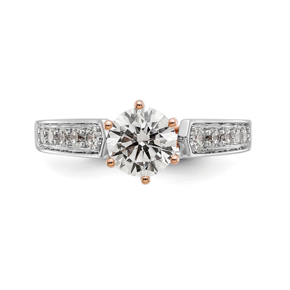 14K White Gold and Rose Simulated Diamond Engagement Ring