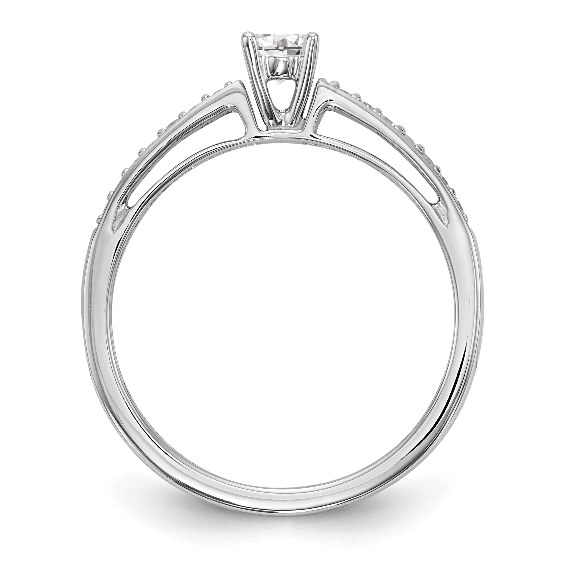 14K White Gold Diamond Peg Set CZ Engagement Ring