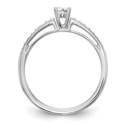 14K White Gold Diamond Peg Set CZ Engagement Ring