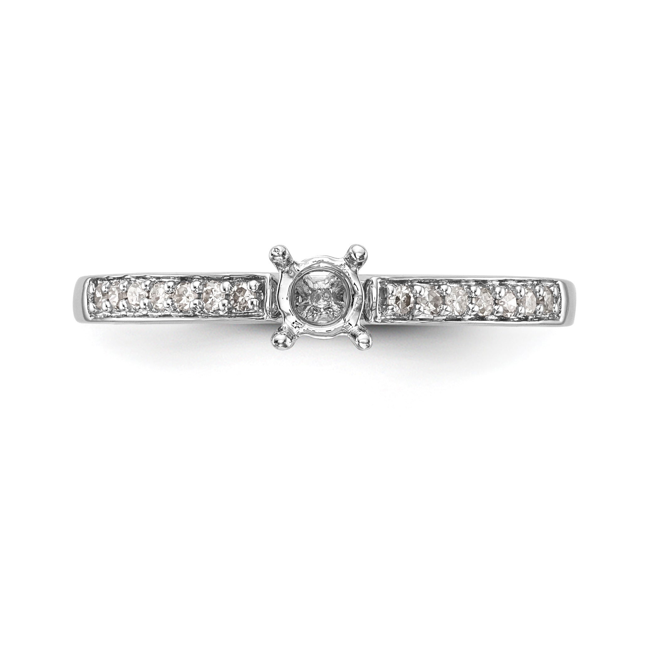 14K White Gold Diamond Peg Set CZ Engagement Ring