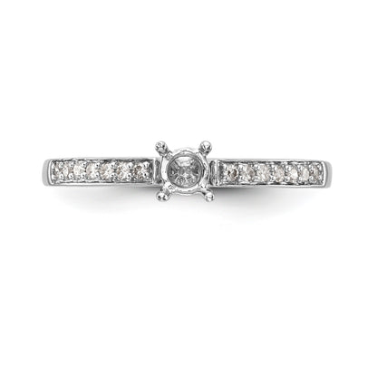 14K White Gold Diamond Peg Set CZ Engagement Ring