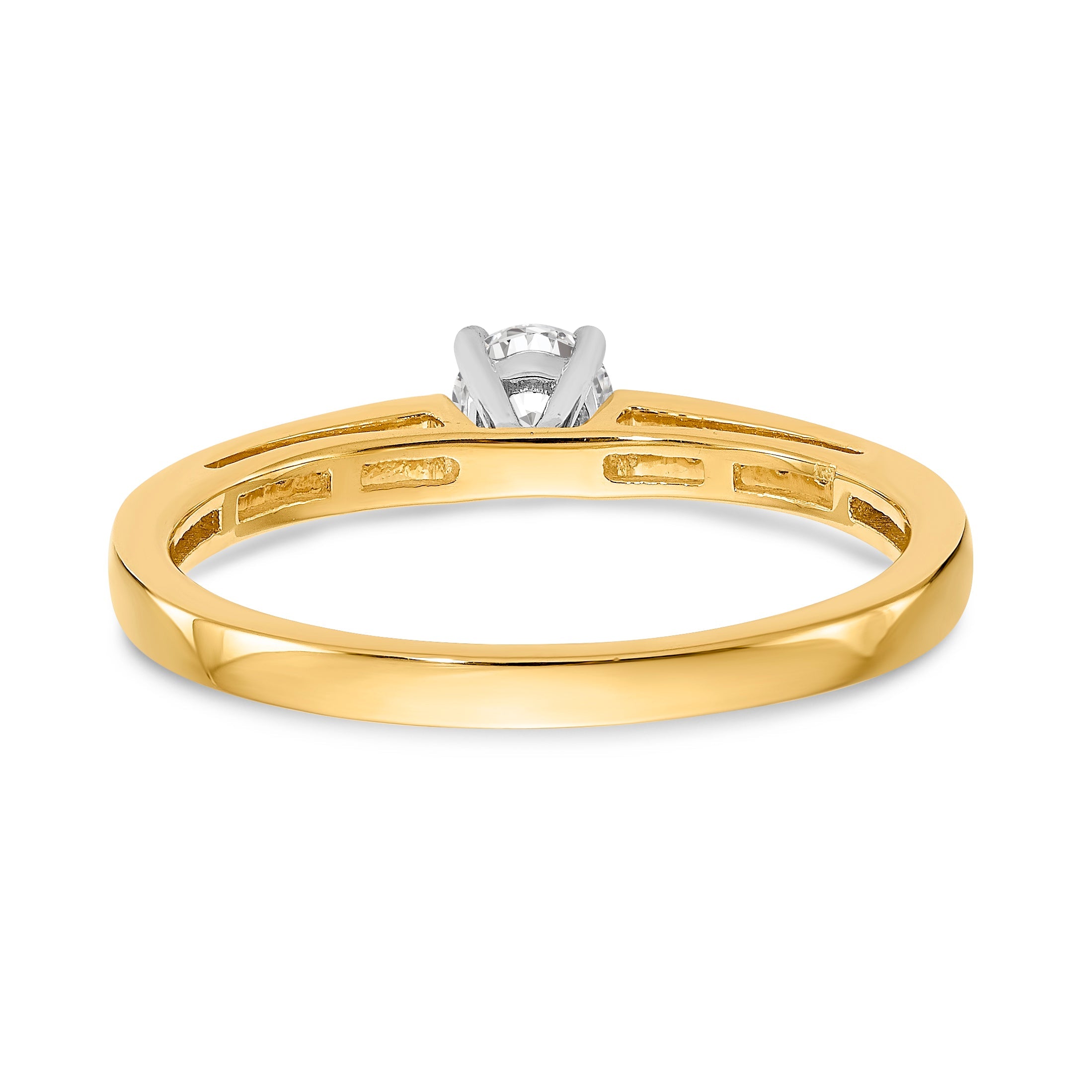 14K White Gold Diamond Peg Set CZ Engagement Ring