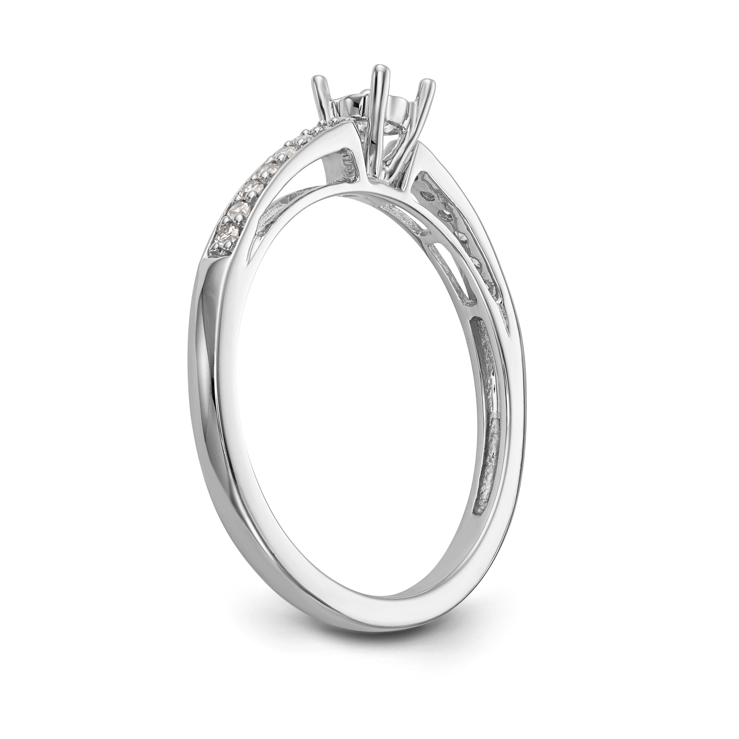 14K White Gold Diamond Peg Set CZ Engagement Ring