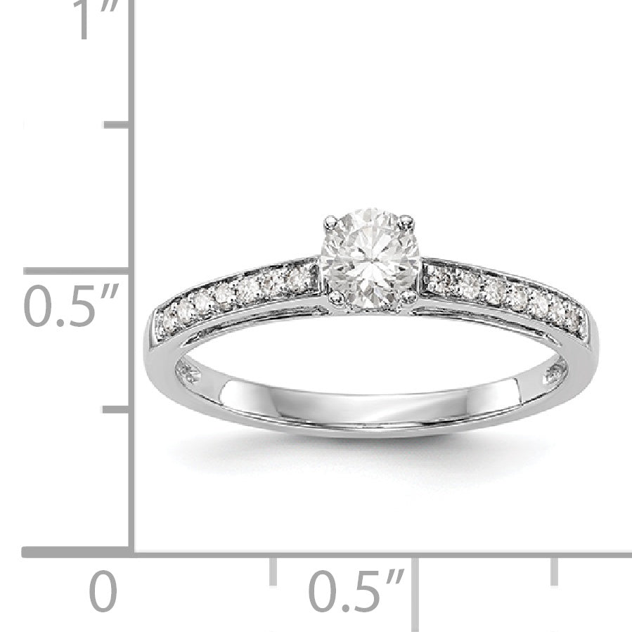 14K White Gold Diamond Peg Set CZ Engagement Ring