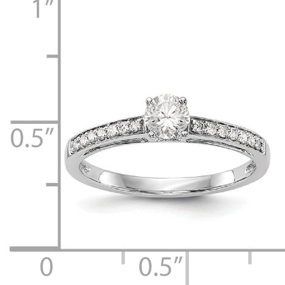 14K White Gold Diamond Peg Set CZ Engagement Ring